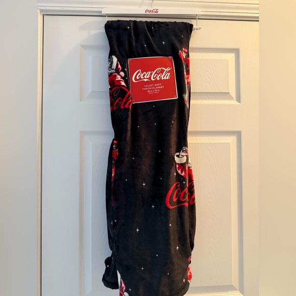 Coca-Cola Black Christmas Throw Blanket